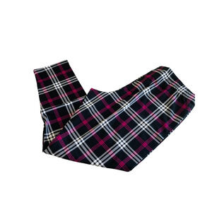 No Boundaries Juniors Ankle Pink White Black Plaid Stretchy 3LX XXXL 21 NWOT
